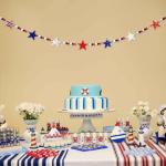 5.2 FT Patriotic Star Beaded Garland – Red White Blue Felt Star & Wooden Bead Banner, Rustic Farmhouse 4th of July Decorations for Shelf, Mantel, Fireplace, Wall, Memorial Day & Independence Day Decor