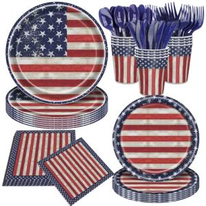 168-Piece 4th of July Party Tableware Set