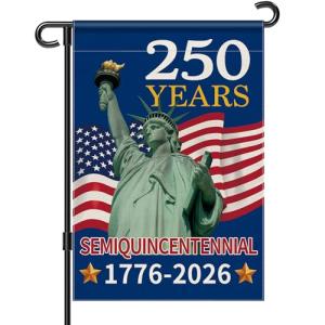 America 250th Anniversary Garden Flag, 250 Anniversary USA Flag 1776-2026 Patriotic 250 Years Banner 4th of July Yard Sign Double-Sided Waterproof Garden Flag 12x18 Inch