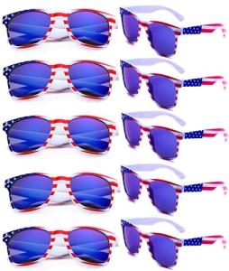 Fsmiling Bulk American Sunglasses USA Flag Sunglasses Patriotic Glasses for Adults 4th Of July-10Pack