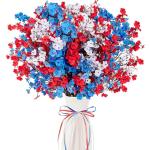 Eternity sky 27PCS 4th/Fourth of July Decorations Artificial Flowers Red White Blue Patriotic Picks Berry Stems Memorial Independent Labor Day Decor for Home Vase Table Centerpieces