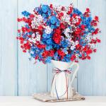 Eternity sky 27PCS 4th/Fourth of July Decorations Artificial Flowers Red White Blue Patriotic Picks Berry Stems Memorial Independent Labor Day Decor for Home Vase Table Centerpieces