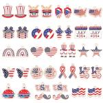 MARFOREVER 40Pcs/20 Pairs Patriotic Charms, 4th of July Enamel Charms for Jewelry Making, Red White Blue American Flag Independence Day Pendants for Bracelet Necklace Earrings Making