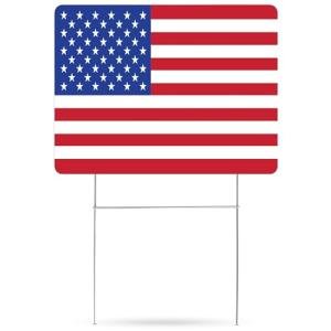 USA Flag Old Glory United States of America Yard Sign Double Sided With Stake - Large, 17 Inch By 13 Inch for Military Veteran Patriotic