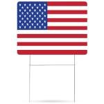 USA Flag Old Glory United States of America Yard Sign Double Sided With Stake - Large, 17 Inch By 13 Inch for Military Veteran Patriotic