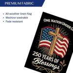 MAGJIUKE Blessings America Garden Flag 250, One Nation Under God,USA 250th Anniversary Patriotic Cross Design, Double-Sided Burlap, 12 x 18 Inches