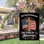 MAGJIUKE Blessings America Garden Flag 250, One Nation Under God,USA 250th Anniversary Patriotic Cross Design, Double-Sided Burlap, 12 x 18 Inches
