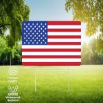 USA Flag Old Glory United States of America Yard Sign Double Sided With Stake - Large, 17 Inch By 13 Inch for Military Veteran Patriotic