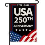 250th America Garden Flag, 250 Anniversary USA Flag 250 Year Patriotic Banner 4th of July Yard Sign 1776-2026 Double-Sided Waterproof Garden Flag 12x18 Inch