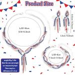 GyovinnJuwanua 4th of July Jewelry Set, 3Pcs Independence Day Theme Red White and Blue Rhinestone Jewelry Set with Earring Necklace Bracelet for Women Festival Gift Idea (Independence Day)