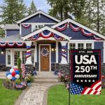 250th America Garden Flag, 250 Anniversary USA Flag 250 Year Patriotic Banner 4th of July Yard Sign 1776-2026 Double-Sided Waterproof Garden Flag 12x18 Inch