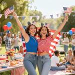 GyovinnJuwanua 4th of July Jewelry Set, 3Pcs Independence Day Theme Red White and Blue Rhinestone Jewelry Set with Earring Necklace Bracelet for Women Festival Gift Idea (Independence Day)