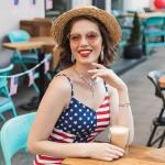 GyovinnJuwanua 4th of July Jewelry Set, 3Pcs Independence Day Theme Red White and Blue Rhinestone Jewelry Set with Earring Necklace Bracelet for Women Festival Gift Idea (Independence Day)