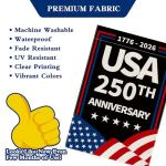 250th America Garden Flag, 250 Anniversary USA Flag 250 Year Patriotic Banner 4th of July Yard Sign 1776-2026 Double-Sided Waterproof Garden Flag 12x18 Inch