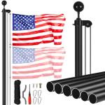 VEVOR 30 Feet Sectional Flagpole Kit, Heavy Duty Aluminum Alloy Flag Poles for Outside House in Ground, 3 Display Modes with 3x5 American Flag, Professional Accessories, Black
