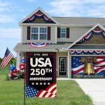 250th America Garden Flag, 250 Anniversary USA Flag 250 Year Patriotic Banner 4th of July Yard Sign 1776-2026 Double-Sided Waterproof Garden Flag 12x18 Inch