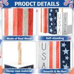 Amyhill 3 Pcs USA 250th Anniversary Wooden Table Decorations Patriotic Table Centerpieces Independence Day Wood Firework Fourth of July Desk Signs for Home Farmhouse Decor(Classic Style)