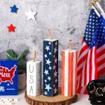 Amyhill 3 Pcs USA 250th Anniversary Wooden Table Decorations Patriotic Table Centerpieces Independence Day Wood Firework Fourth of July Desk Signs for Home Farmhouse Decor(Classic Style)