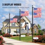 VEVOR 30 Feet Sectional Flagpole Kit, Heavy Duty Aluminum Alloy Flag Poles for Outside House in Ground, 3 Display Modes with 3x5 American Flag, Professional Accessories, Black