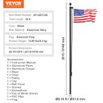 VEVOR 30 Feet Sectional Flagpole Kit, Heavy Duty Aluminum Alloy Flag Poles for Outside House in Ground, 3 Display Modes with 3x5 American Flag, Professional Accessories, Black