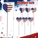Pickmesh 6 Pcs 12" H Patriotic Metal Yard Sign Patriotic Heart Garden Stake USA Flag American Yard Sign for Memorial Day Outdoor Decor 4th of July Independence Day Decoration