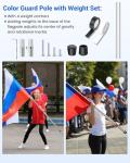 Tofcbye 6 ft Aluminum Color Guard Flag Pole with Weight, 2 * 3-ft Color Guard Pole, Can Be Used Alone 3ft, with Plastic Black End Cap Tips and Tape for Standard Lightweight Practice Pole Flags