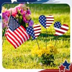 Pickmesh 6 Pcs 12" H Patriotic Metal Yard Sign Patriotic Heart Garden Stake USA Flag American Yard Sign for Memorial Day Outdoor Decor 4th of July Independence Day Decoration
