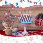 Giegxin 4th of July Centerpieces Veterans Day Patriotic Decoration for Table Artificial Flowers Tree White Red Blue Stars Artificial Berry Stem Patriotic Picks for Tabletop Decor(Glitter)
