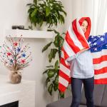 Giegxin 4th of July Centerpieces Veterans Day Patriotic Decoration for Table Artificial Flowers Tree White Red Blue Stars Artificial Berry Stem Patriotic Picks for Tabletop Decor(Glitter)