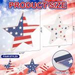 COCHIE 4th of July Decorations Wooden Star Set of 4, Labor Day Decor, Patriotic Memorial Day Tiered Tray Decor, Red White and Blue Veterans Day Decorations for Home Office Table Shelf (Vintage)