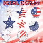 COCHIE 4th of July Decorations Wooden Star Set of 4, Labor Day Decor, Patriotic Memorial Day Tiered Tray Decor, Red White and Blue Veterans Day Decorations for Home Office Table Shelf (Vintage)