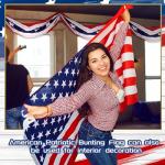 Remagr 2 Pack 2.5 x 20 ft Memorial Days Flag Patriotic Bunting American Decorations 4th of July Decor Large Red White Blue USA Flag Banner Veterans Days Celebration Outdoor Porch Garden Decorations