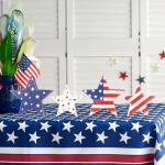 COCHIE 4th of July Decorations Wooden Star Set of 4, Labor Day Decor, Patriotic Memorial Day Tiered Tray Decor, Red White and Blue Veterans Day Decorations for Home Office Table Shelf (Vintage)