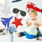 Air Force Centerpiece Sticks Glitter Military Airplane Decorations 12PCS Air Force Pilot Table Toppers Flight Sunglasses US Star Centerpieces for Fighter Jet Patriotic Theme Birthday Party Supplies