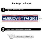 Probsin 250th Anniversary Banner 120" x 20" America 1776-2026 USA 250 Years Birthday Freedom American Map Patriotic Party Supplies Home Decorations for Outdoor, Indoor, Yard, Garden, Porch, Lawn