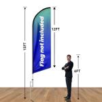CUSTOMTREND Feather Flag Pole Kit Fits 12FT Swooper Flags, 15FT Tall Aluminum Flagpole Set with Heavy Duty Ground Spike for Business Advertising Flags Custom Feather Flag (No Flag Included)