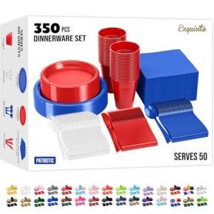 350-Piece Patriotic Party Plates and Cutlery Set