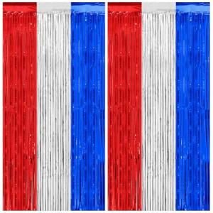 Red, White, and Blue Foil Fringe Curtain Set