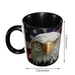 Eagle USA Flag Coffee Mug for Women Ceramic Tea Cup with Handle 11oz Funny Novelty Mugs Porcelain Mug Present for Office Home