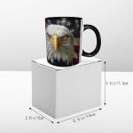Eagle USA Flag Coffee Mug for Women Ceramic Tea Cup with Handle 11oz Funny Novelty Mugs Porcelain Mug Present for Office Home