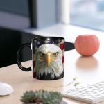Eagle USA Flag Coffee Mug for Women Ceramic Tea Cup with Handle 11oz Funny Novelty Mugs Porcelain Mug Present for Office Home