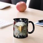 Eagle USA Flag Coffee Mug for Women Ceramic Tea Cup with Handle 11oz Funny Novelty Mugs Porcelain Mug Present for Office Home