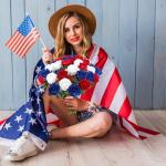 Hananona Artificial Roses in Bulk, Fake Velvet Silk Roses Realistic Roses for 4th July Wedding Centerpieces Independence Day Flower Arrangement Home Decor (50, Red, White, Blue)