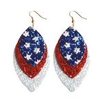 Colorful Layered Independence Day Star Leather Dangle Earrings Shining American Flag 4th July Earrings for Women Jewelry(A)