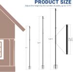 ZMTECH 12FT Heavy Duty Flag Pole with 5 Pronges Base in Ground for Yard,Tangle Free Spinning Stainless Steel,Windproof Ground Flag Poles for 2 Flags | Outside House Residential or Commercial 1 Pack