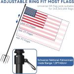 ZMTECH 12FT Heavy Duty Flag Pole with 5 Pronges Base in Ground for Yard,Tangle Free Spinning Stainless Steel,Windproof Ground Flag Poles for 2 Flags | Outside House Residential or Commercial 1 Pack