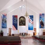 chiazllta 4PCS Independence Day Church Banners for Sanctuary Wall 4th Of July Religious Hanging Backdrop Christian Bible Verse Banner Patriotic American Flag Porch Signs for Sunday School Decoration