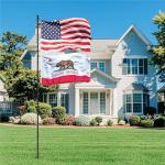 ZMTECH 12FT Heavy Duty Flag Pole with 5 Pronges Base in Ground for Yard,Tangle Free Spinning Stainless Steel,Windproof Ground Flag Poles for 2 Flags | Outside House Residential or Commercial 1 Pack