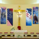 chiazllta 4PCS Independence Day Church Banners for Sanctuary Wall 4th Of July Religious Hanging Backdrop Christian Bible Verse Banner Patriotic American Flag Porch Signs for Sunday School Decoration