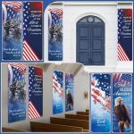chiazllta 4PCS Independence Day Church Banners for Sanctuary Wall 4th Of July Religious Hanging Backdrop Christian Bible Verse Banner Patriotic American Flag Porch Signs for Sunday School Decoration